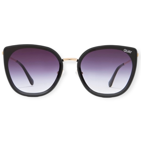 QUAY Flat Out Sunglasses Black Gold Frame Black Gradient Lens NWT - Picture 3 of 13